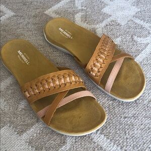 MERRELL District Kempsey Sandals Gold/tan Leather Size 10